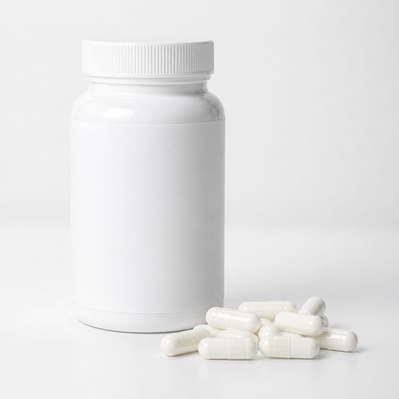 Unbranded bottle of glutathione capsules