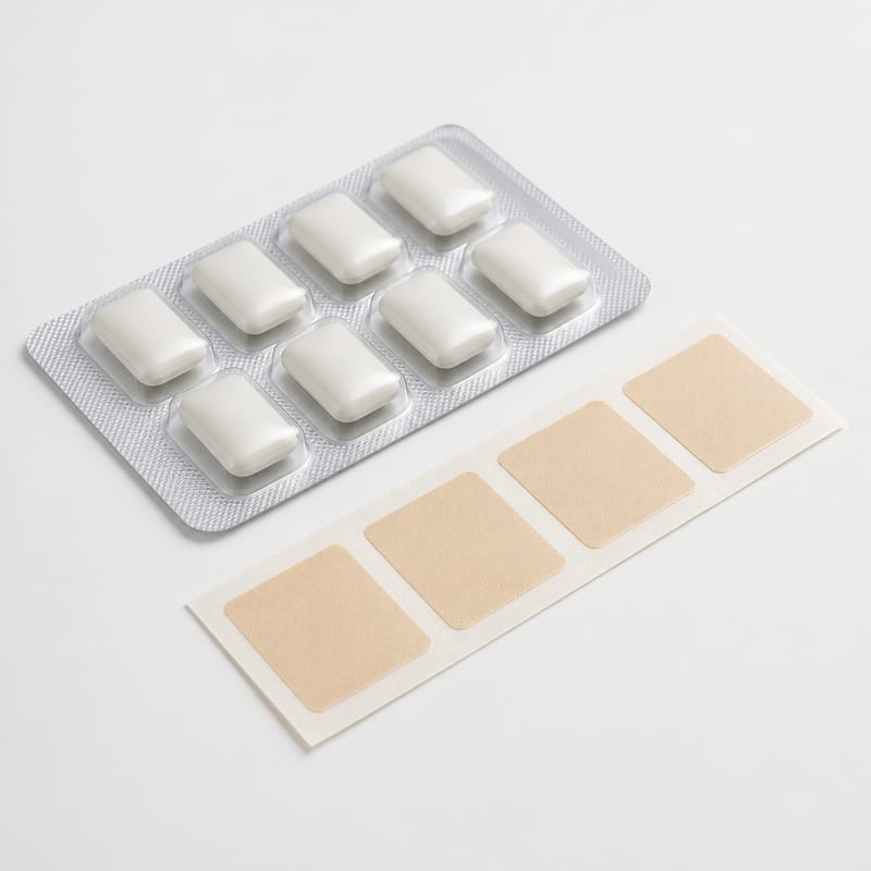 Unbranded nicotine gum and patch